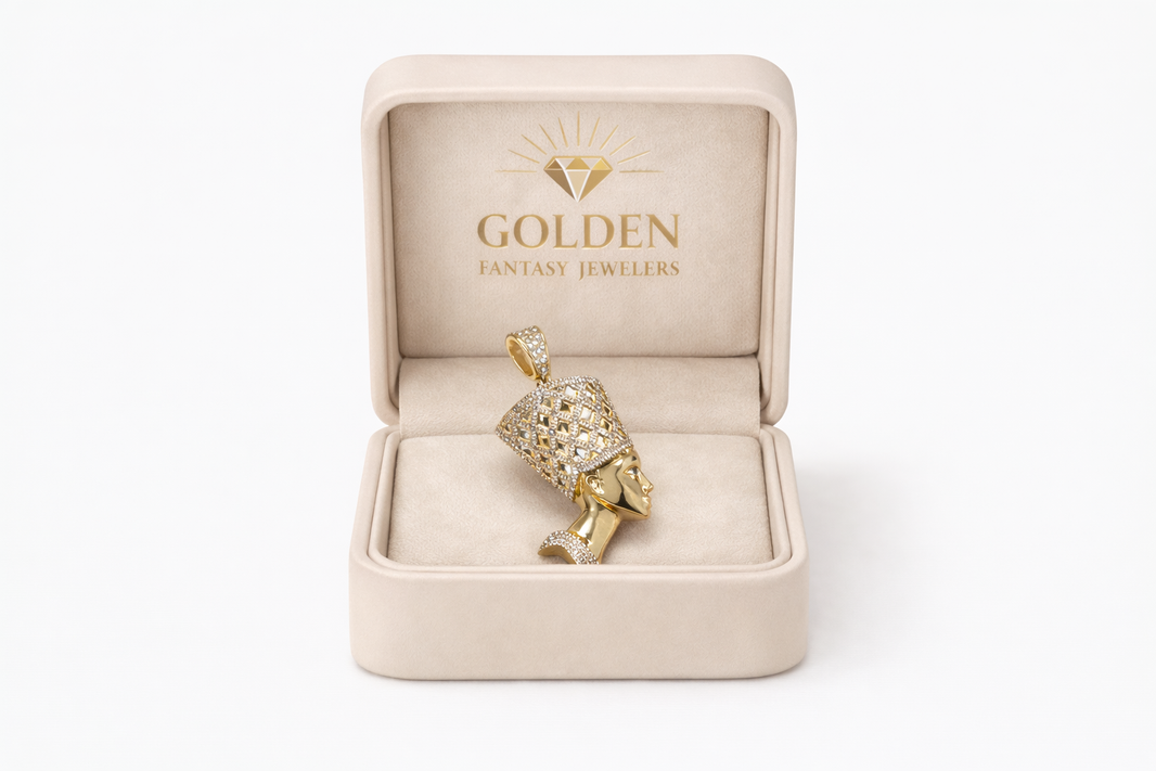 10K Yellow Gold Nefertiti Charm 0.34 ct Natural Diamond