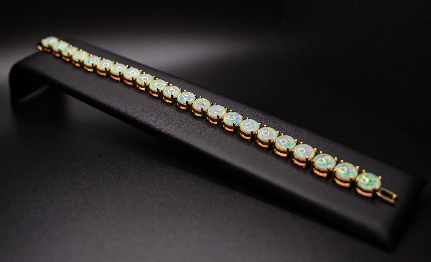 Black Opal Tennis Bracelet - Opal Bracelet - Opal Jewelry - October Birthstone - Golden Fantasy Exclusive
