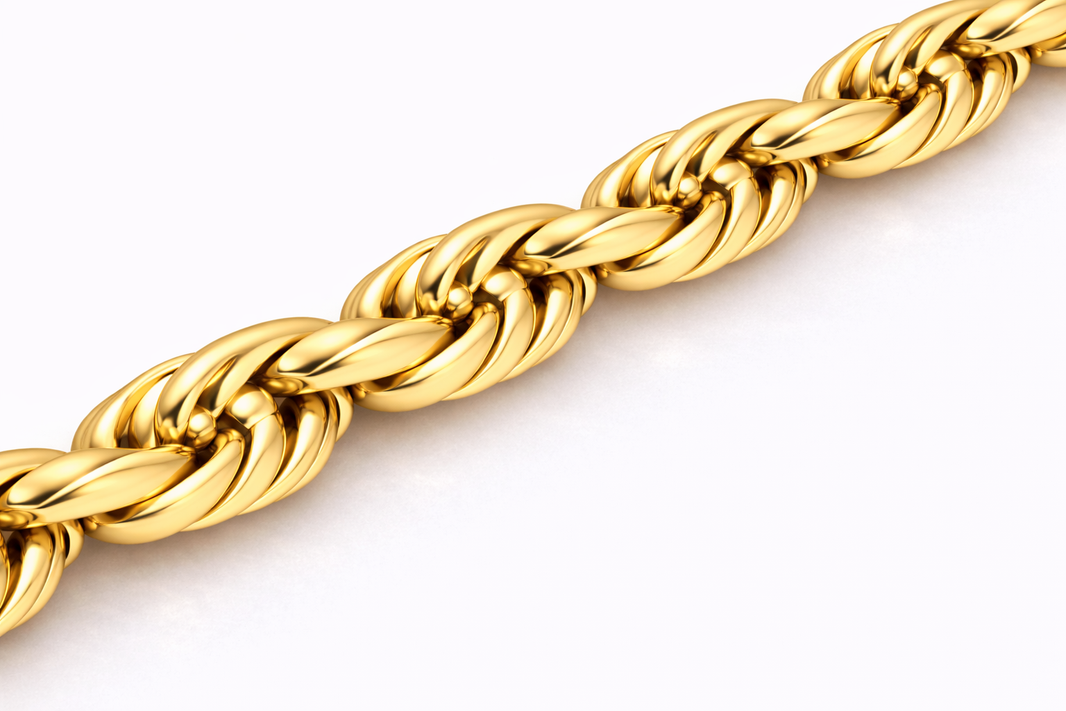 10k/14k - 7.00mm Diamond-Cut Rope Bracelet - Yellow Gold
