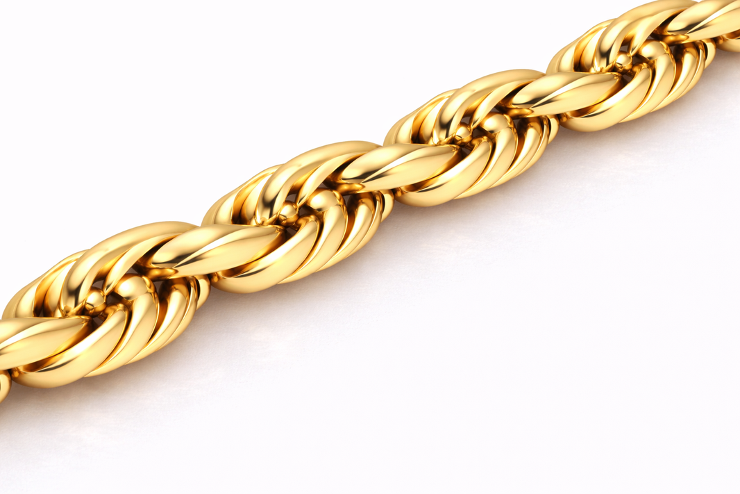 10k/14k - 8.00mm Diamond-Cut Rope Bracelet - Yellow Gold