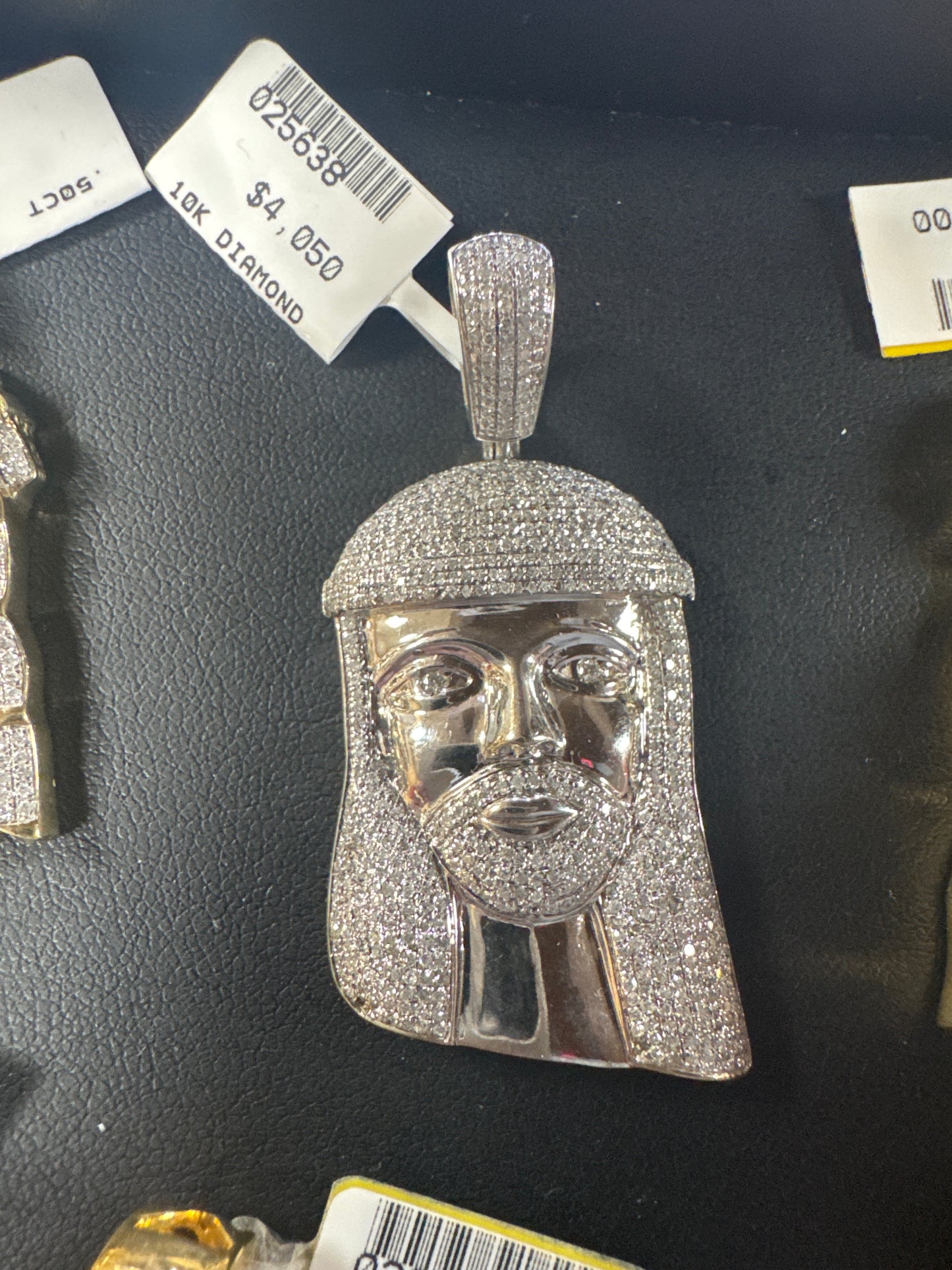 10K White Gold Jesus Charm 1.35 ct Natural Diamond