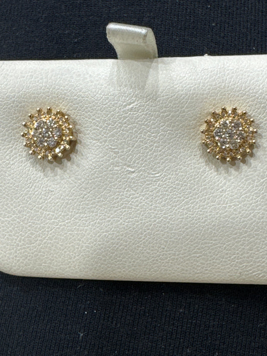 10K Yellow Gold Earrings 0.35 ct Natural Diamond