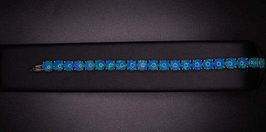 Black Opal Tennis Bracelet, 925 Silver, ICandy Exclusive. 7.5 inches Adjustable,