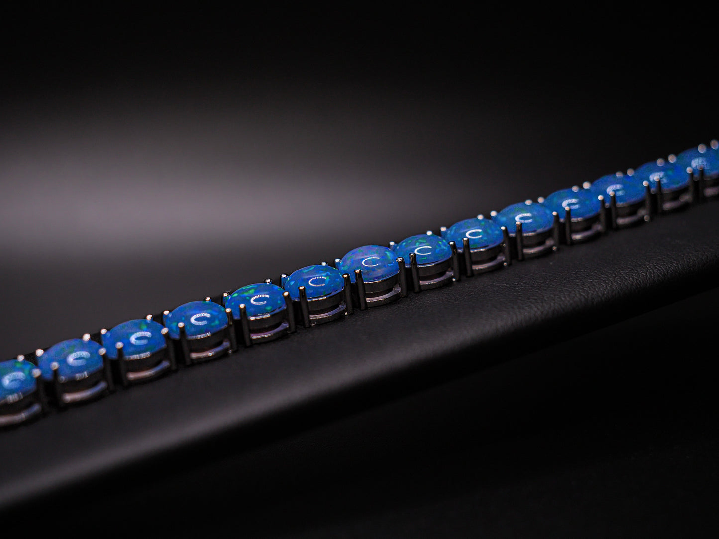 Black Opal Tennis Bracelet, 925 Silver, ICandy Exclusive. 7.5 inches Adjustable,
