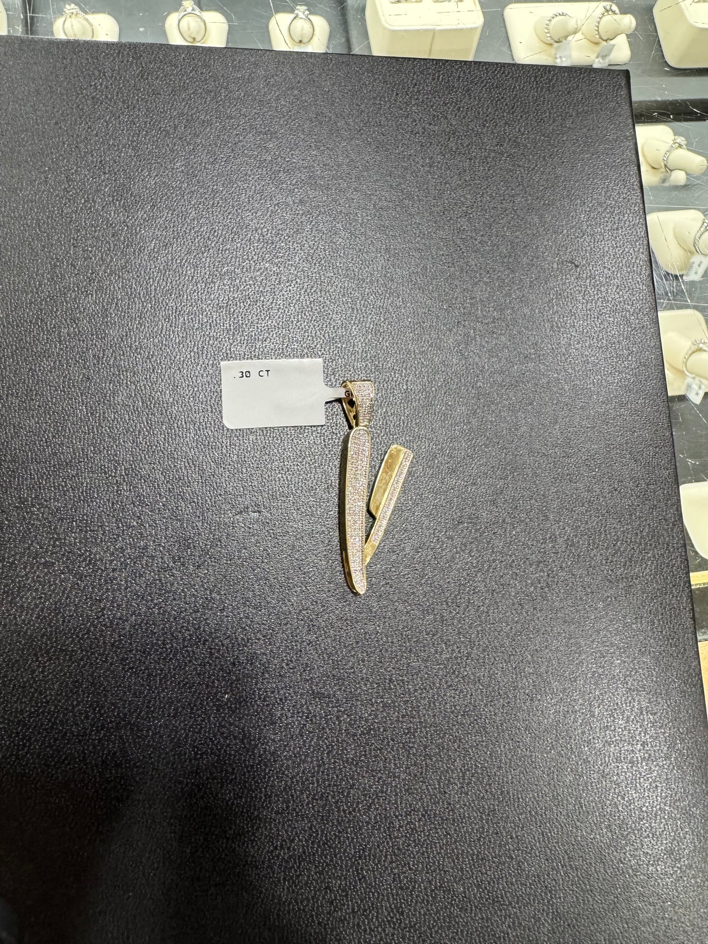 10K Yellow Gold Charm 0.30 ct Natural Diamond Barber Blade Pendant