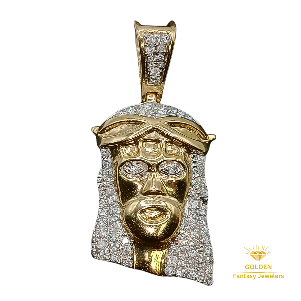 Diamond Jesus Pendant - Natural Diamonds - Jesus Charm - Unisex