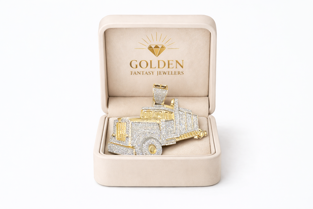 10K Yellow Gold “Truck” Charm 1.62 ct Natural Diamond
