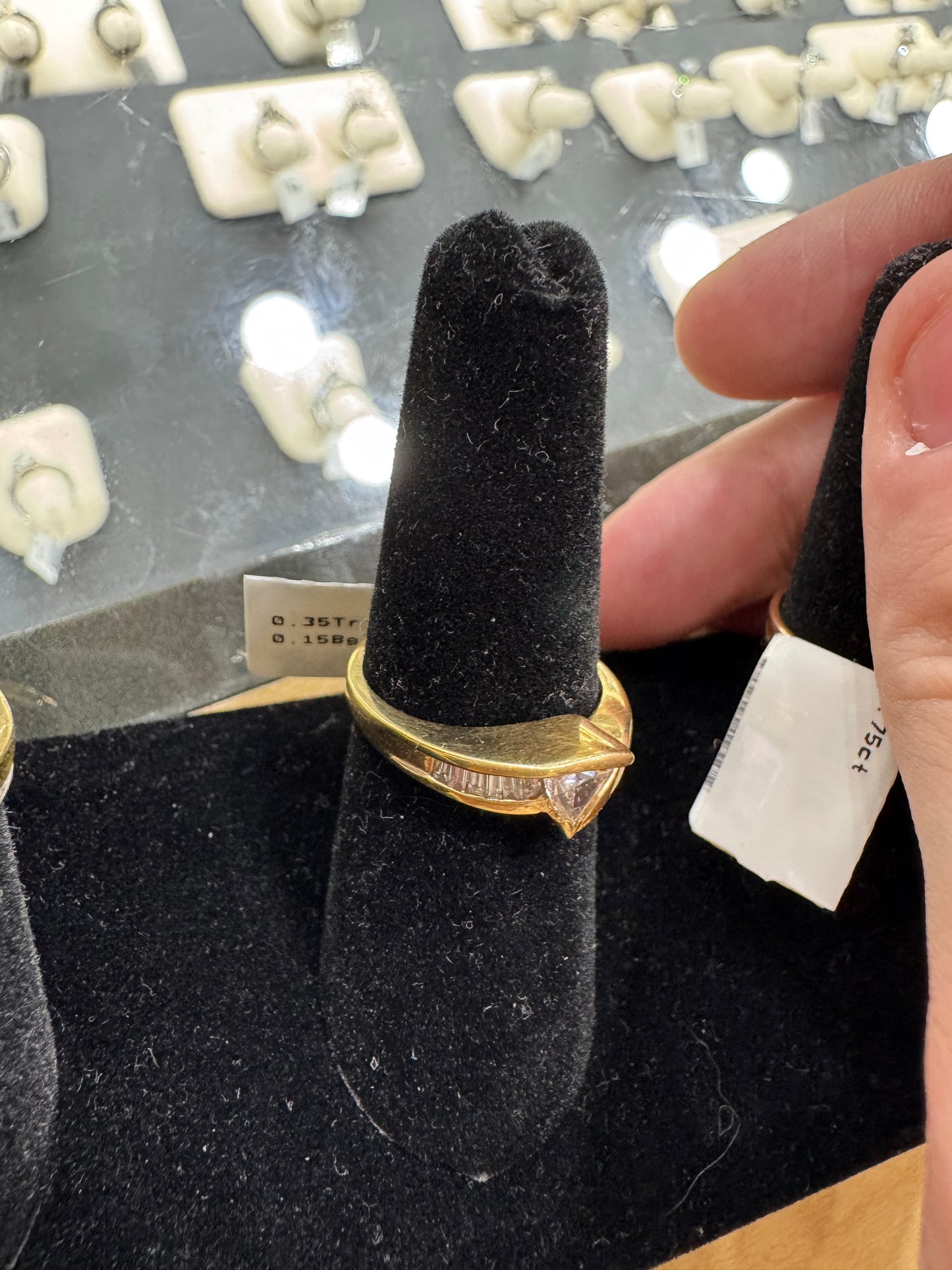 14K Yellow Gold Women's Ring Trillion, Baguette 0.50 ct Natural Diamond