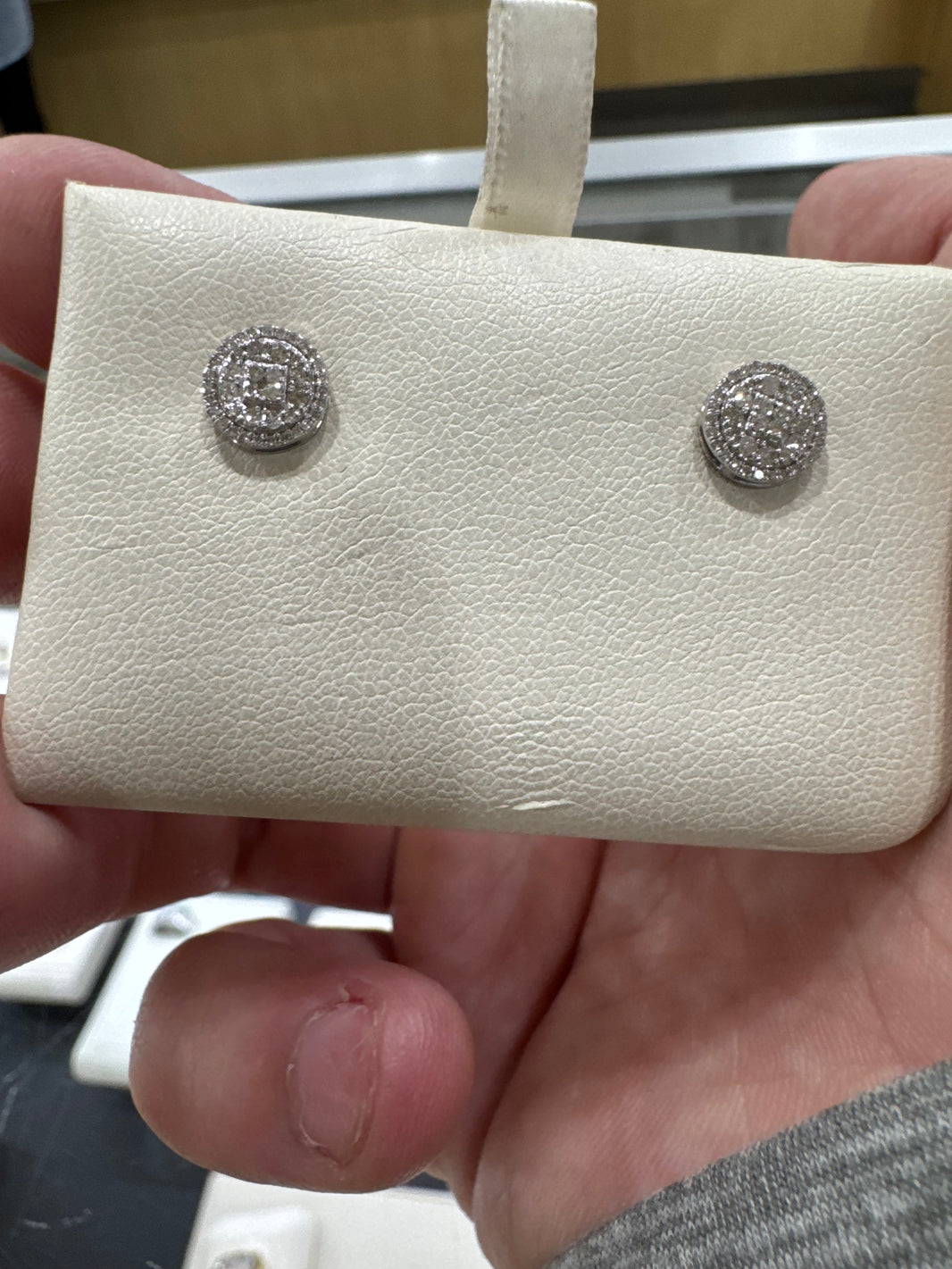 14K White Gold Earrings 0.32 ct Natural Diamond, Perfect Gift for Wife