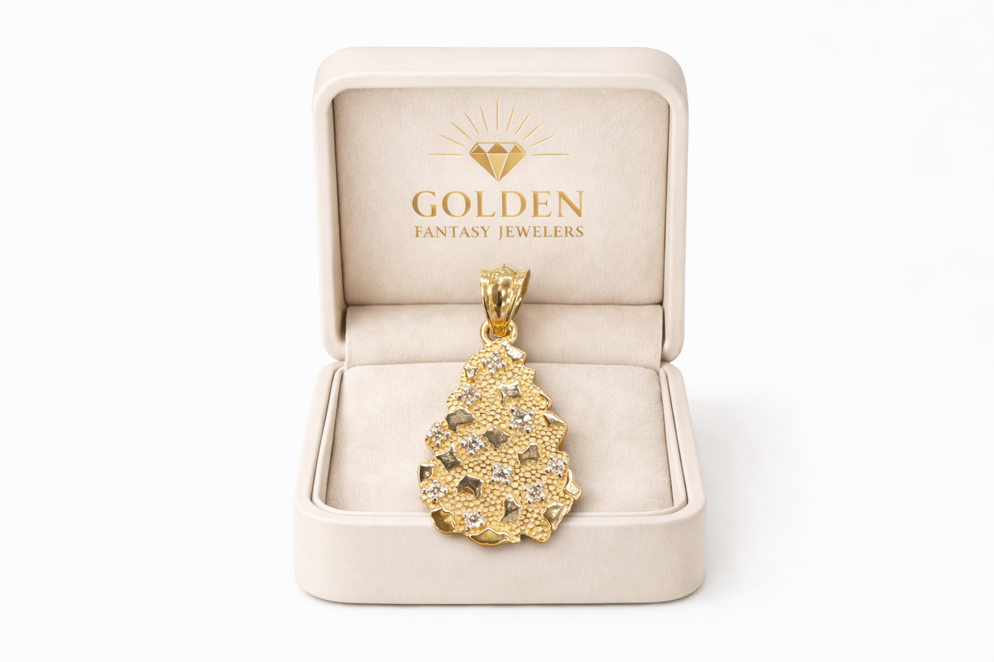 10K Yellow Gold Nugget Charm 0.75 ct Natural Diamond