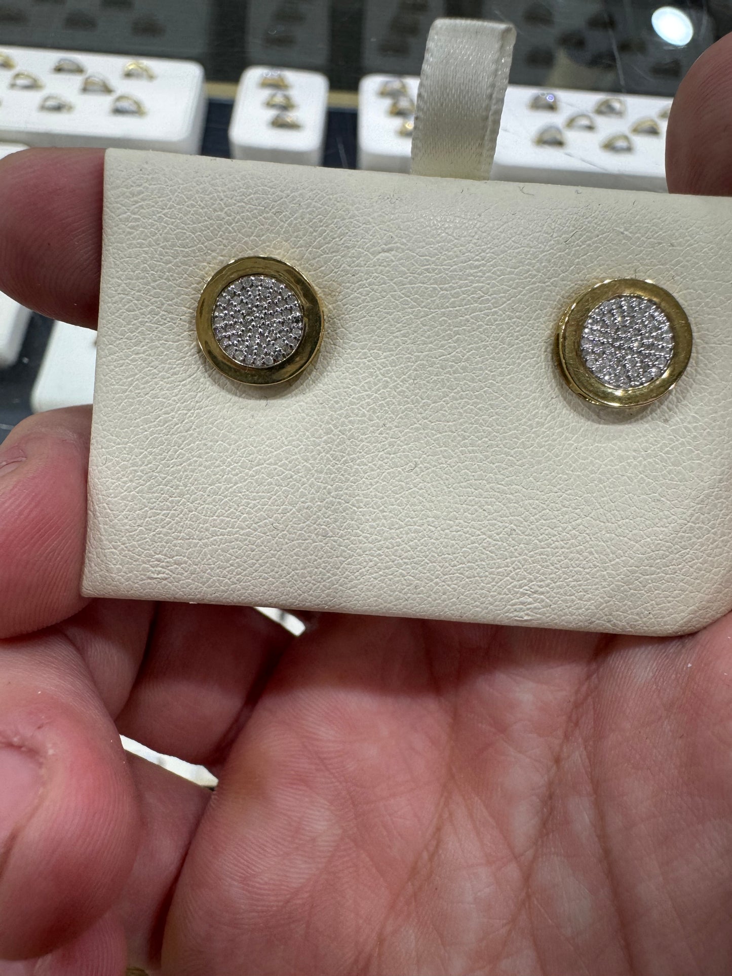 10K Two-Tone Gold Round Earrings 0.23 ct Natural Diamond