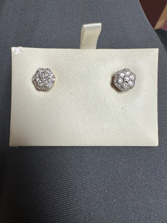10K Yellow Gold Earrings 0.28 ct Natural Diamond