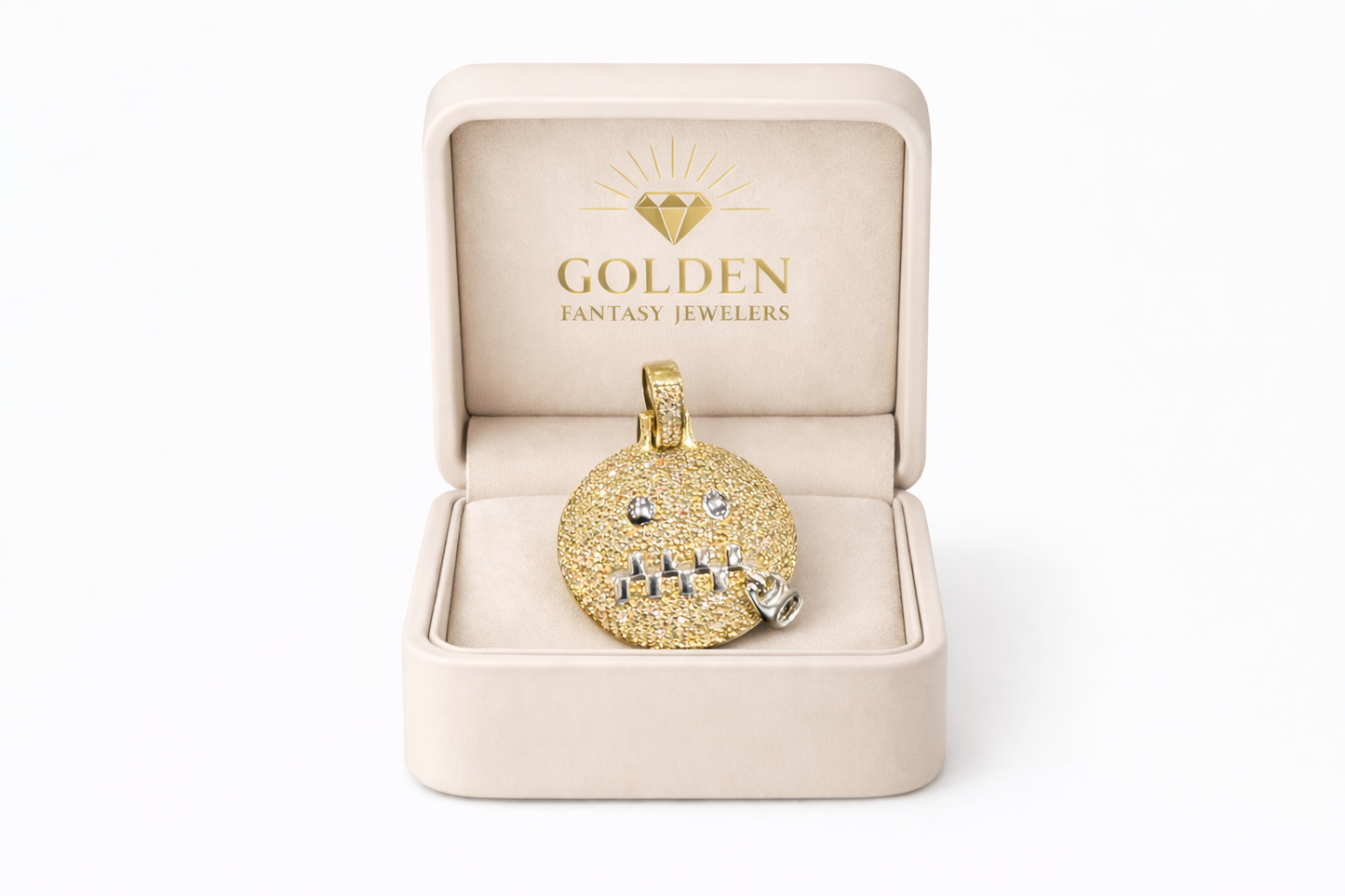 10K Yellow Gold Charm 1.00 ct Natural Diamond Zipper Emoji Pendant