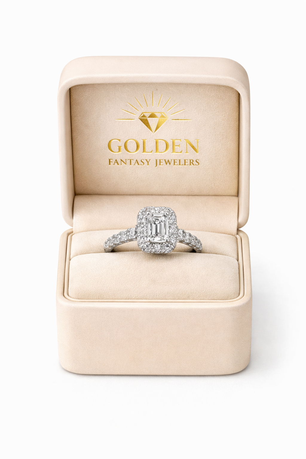 14K White Gold Women's Ring Emerald, Round 2.00 ct Lab Grown Diamond