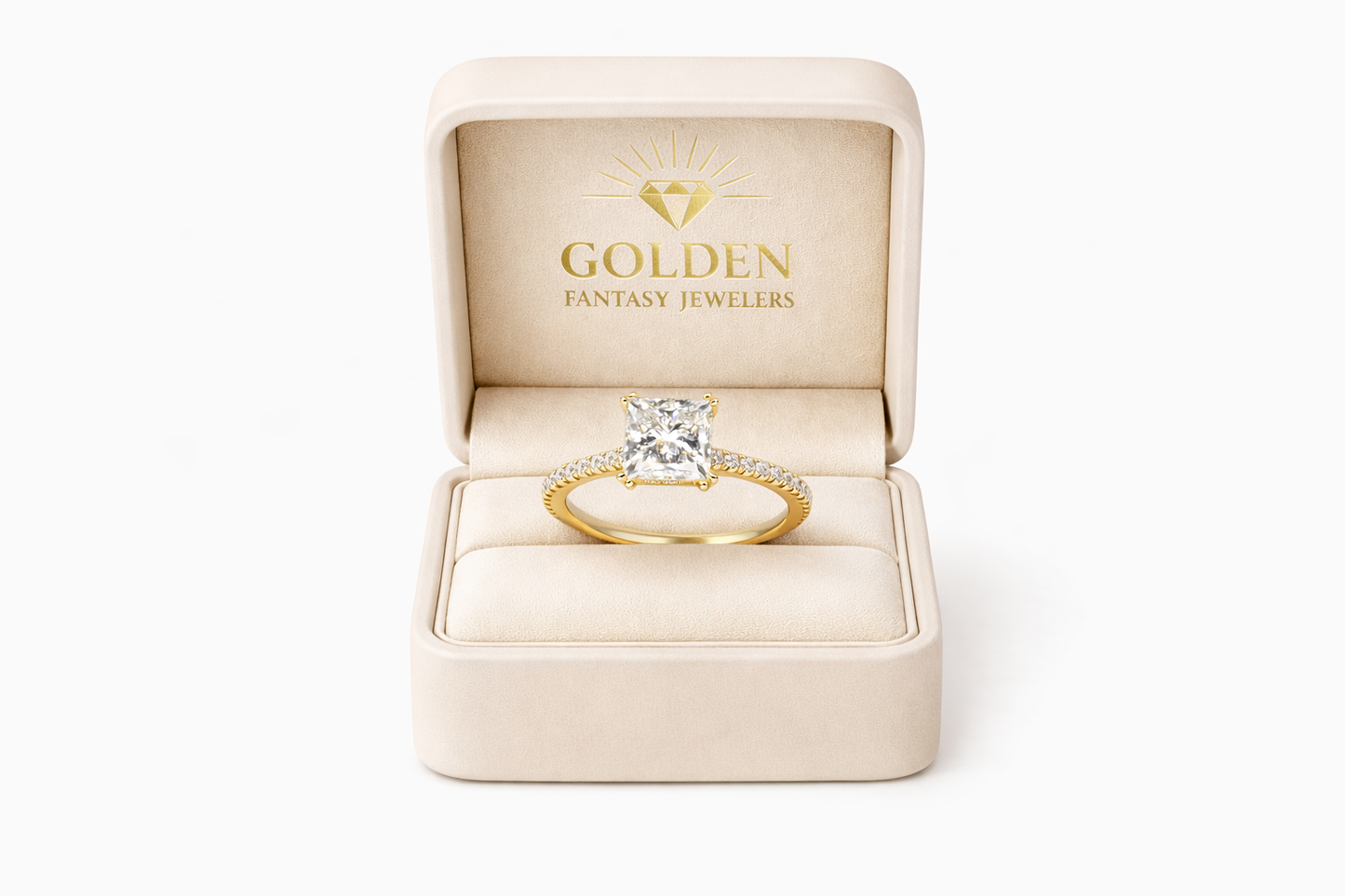 14K Yellow Gold Women's Ring Princess 1.50 ct Natural Diamond