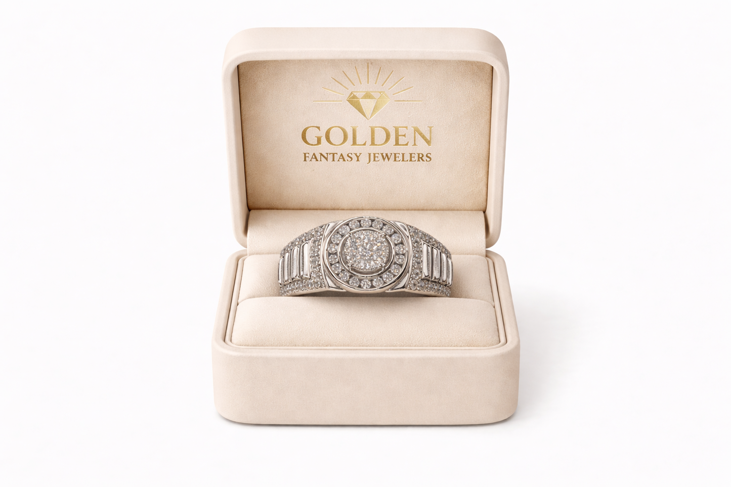 14K White Gold Men's Ring 1.00 ct Natural Diamond