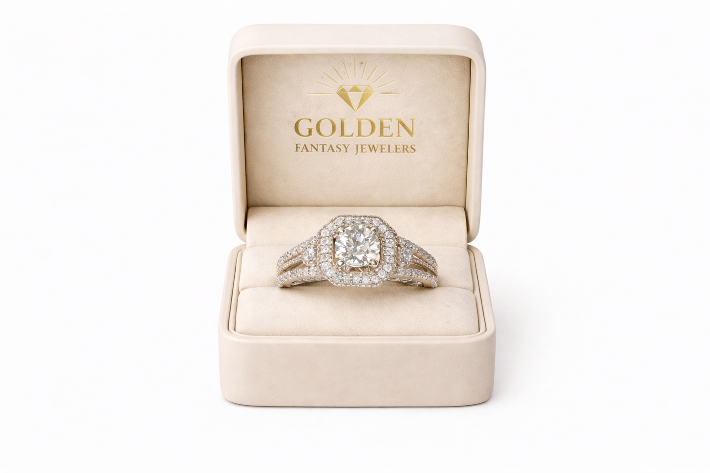 14K White Gold Women's Ring Princess Cut 1.06 ct Natural Diamond