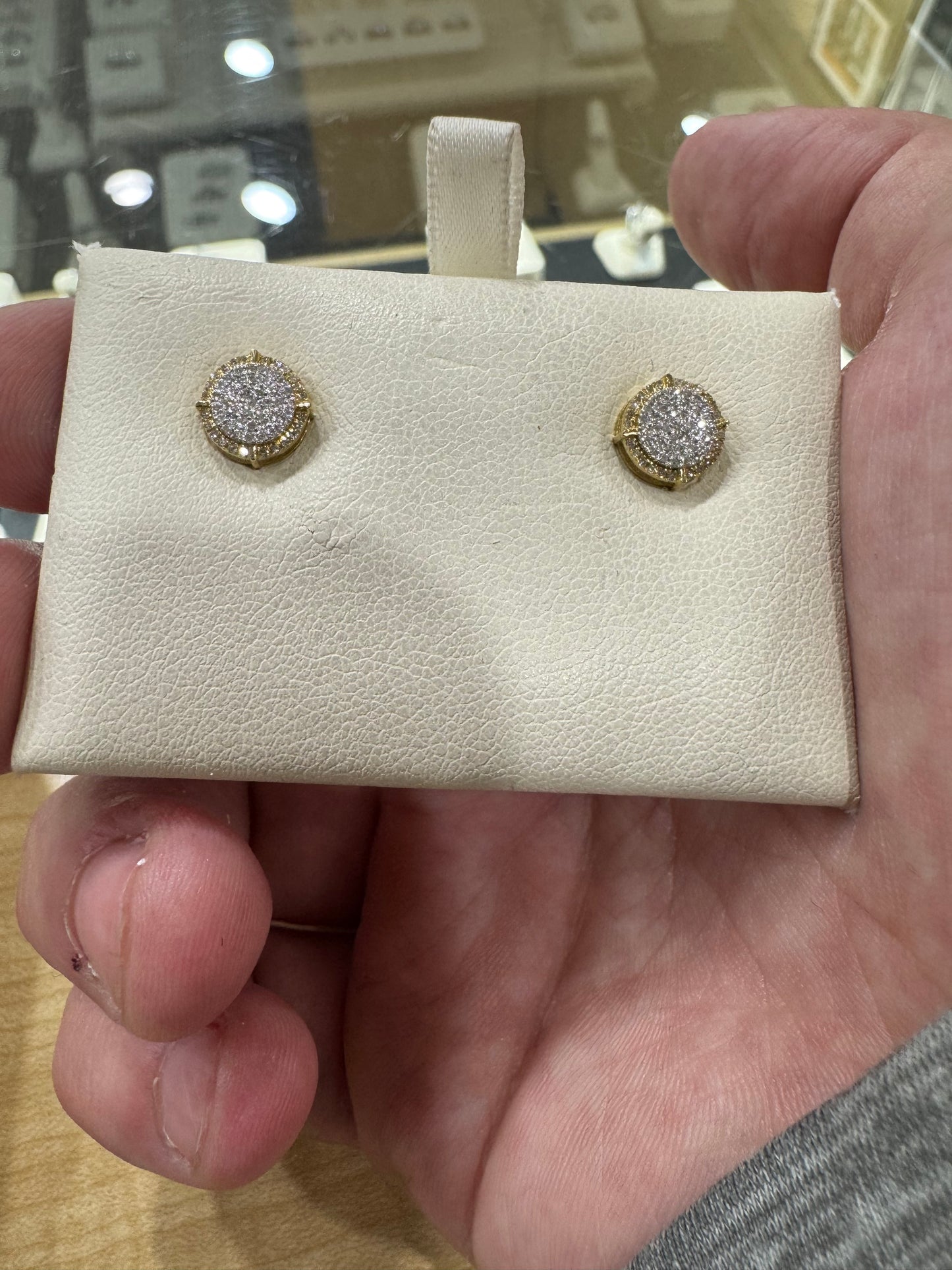 10K Yellow Gold Earrings 0.15 ct Natural Diamond