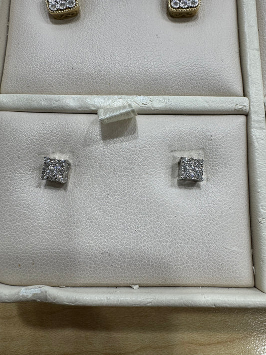 14K White Gold Earrings 0.24 ct Natural Diamond, True SI1 quality Diamonds