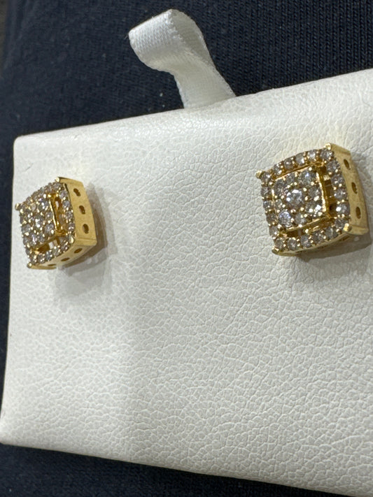 14K Yellow Gold Earrings 0.60 ct Natural Diamond