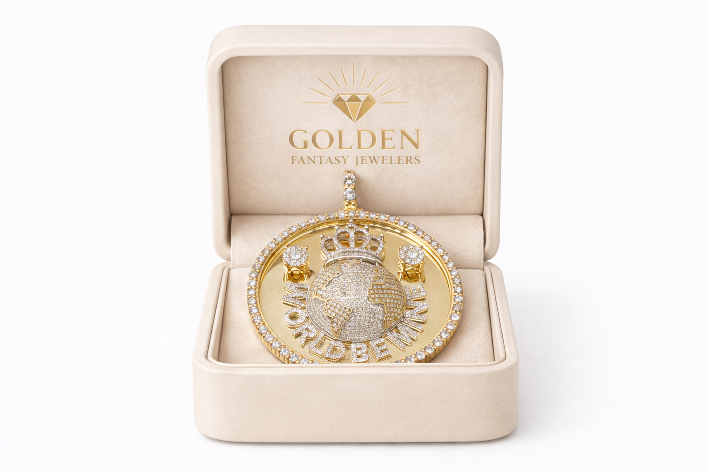 10K Yellow Gold World Be Mine Charm 4.50 ct Natural Diamond Pendant