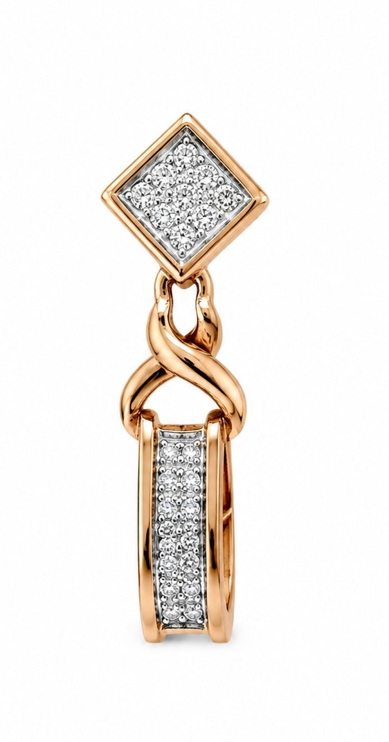 14K Rose Gold Dangle Earrings 0.75 ct Natural Diamond