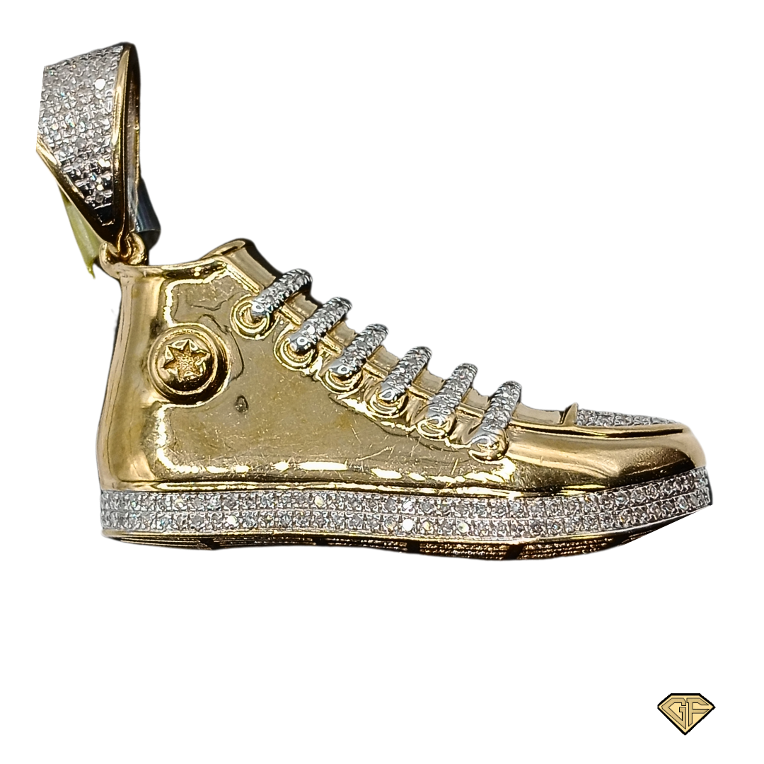 10kt Gold Shoe Pendant - Natural Diamonds - Converse - Unisex