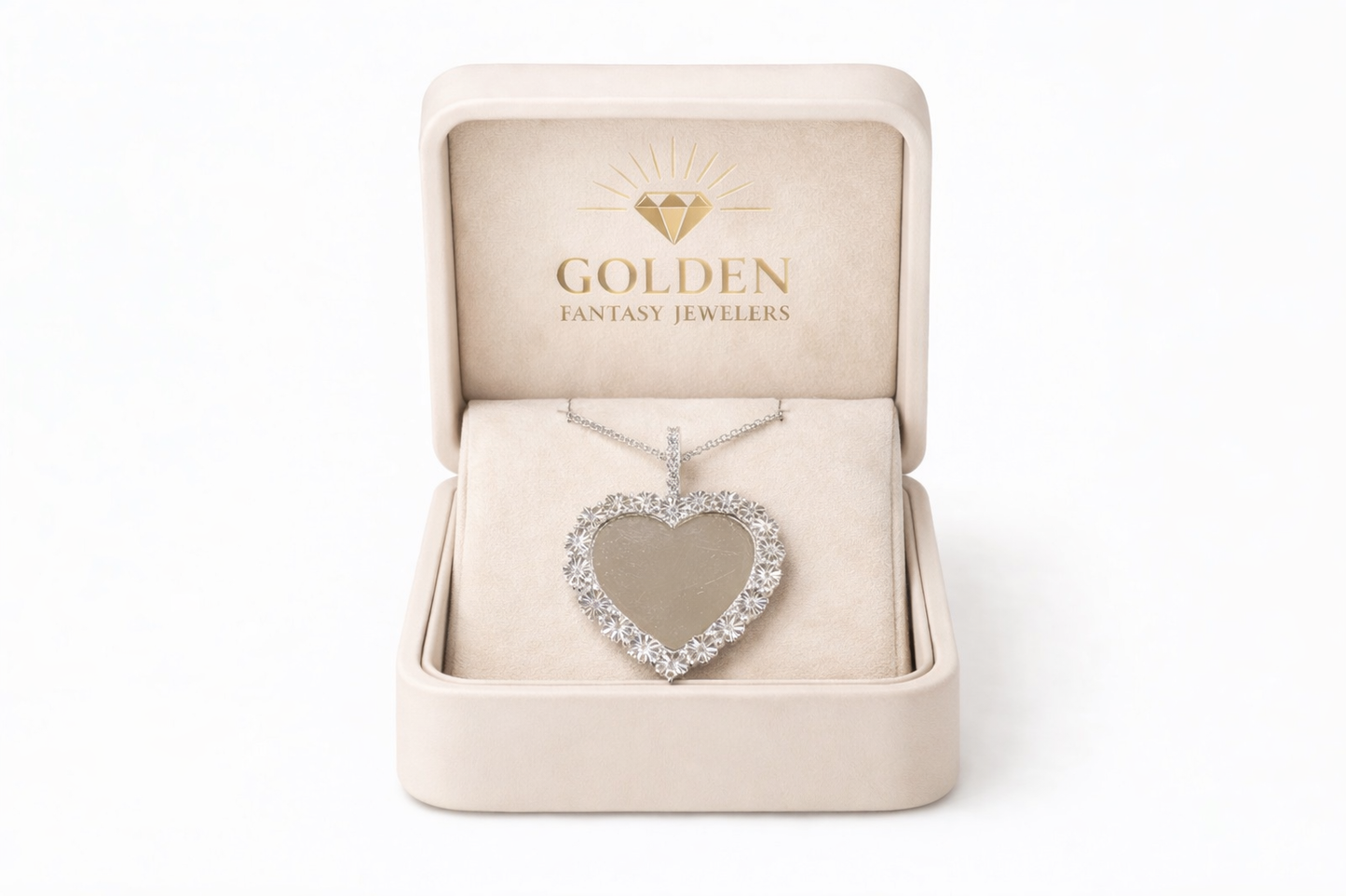 Sterling Silver Picture Pendant Heart Charm 0.10 ct Natural Diamond
