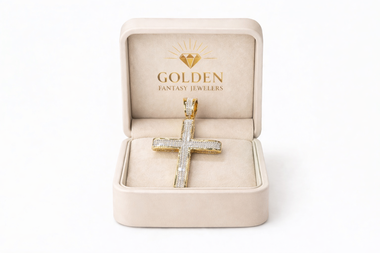 Sterling Silver Gold Plated Cross Charm 0.25 ct Natural Diamond