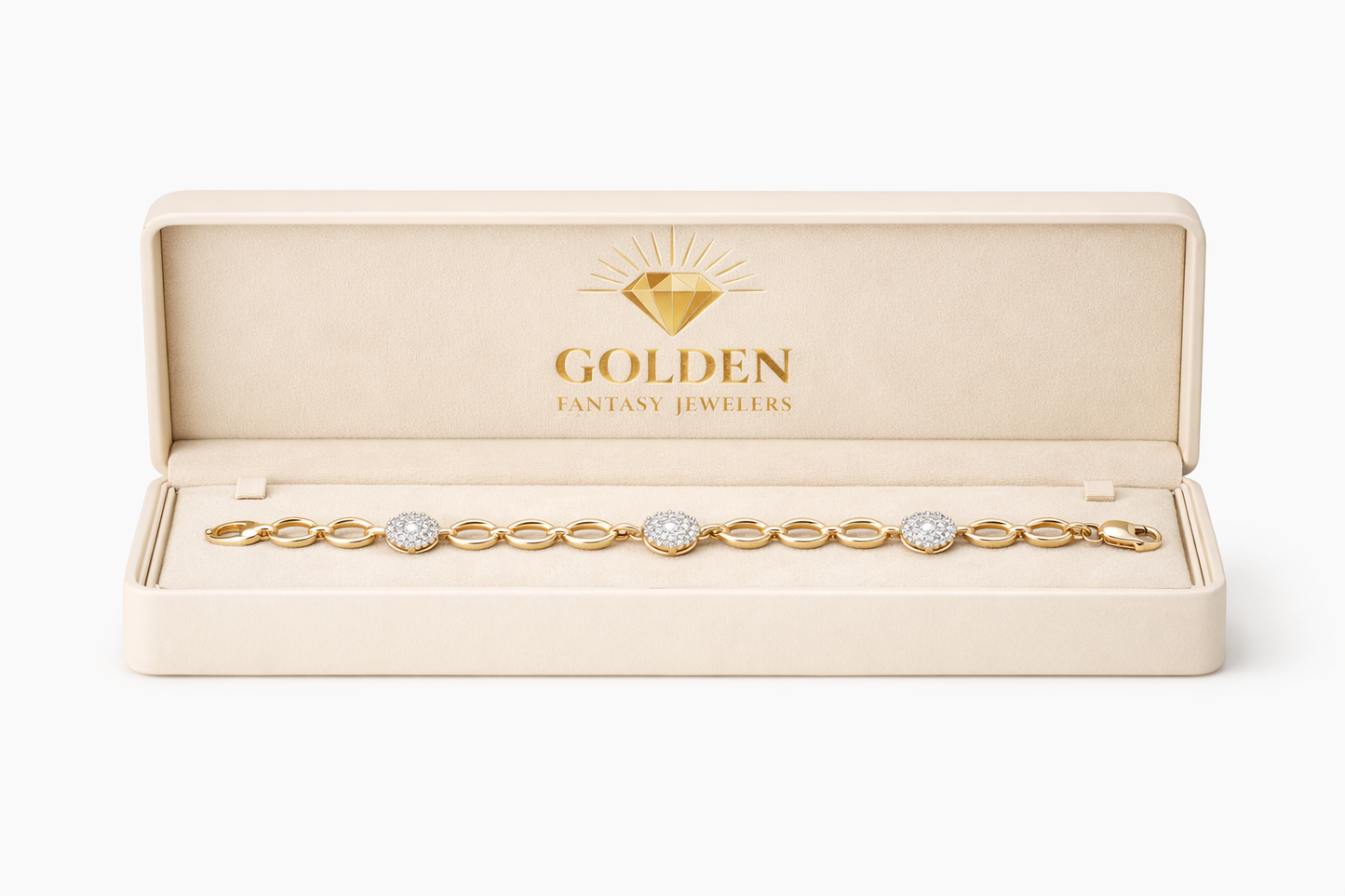 10K Yellow Gold Women's Link Bracelet 0.50 ct Natural Diamond