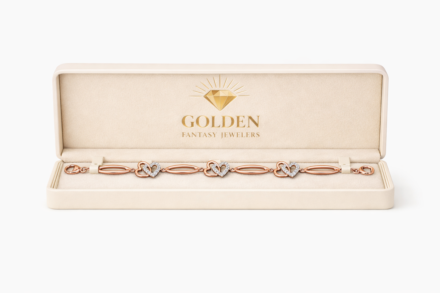 10K Rose Gold Women’s Heart Bracelet 0.25 ct Natural Diamond