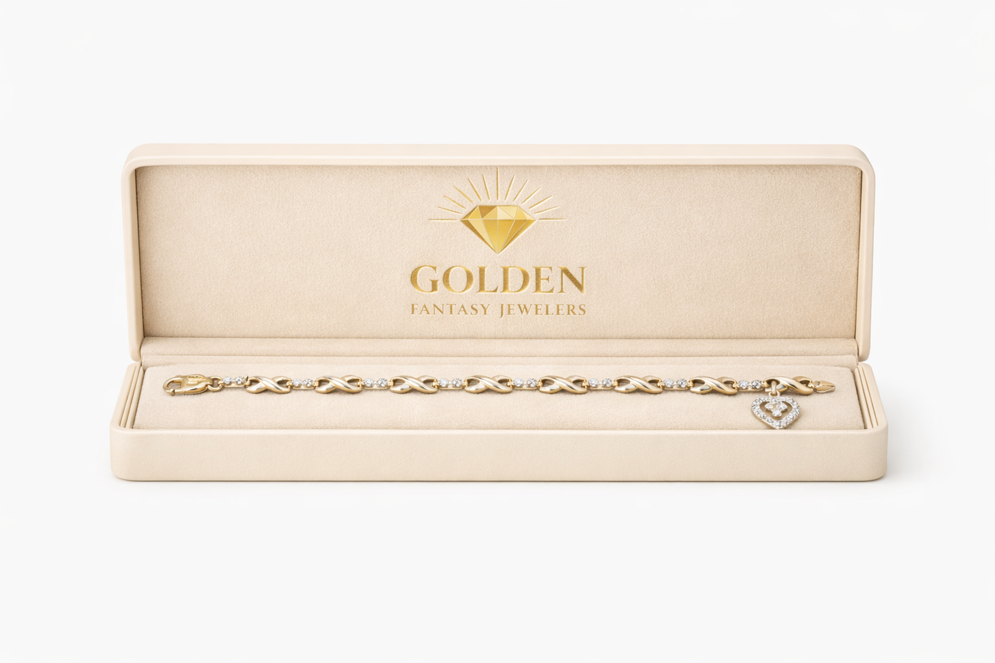 10K Yellow Gold Heart Charm Women’s Bracelet 0.11 ct Natural Diamond