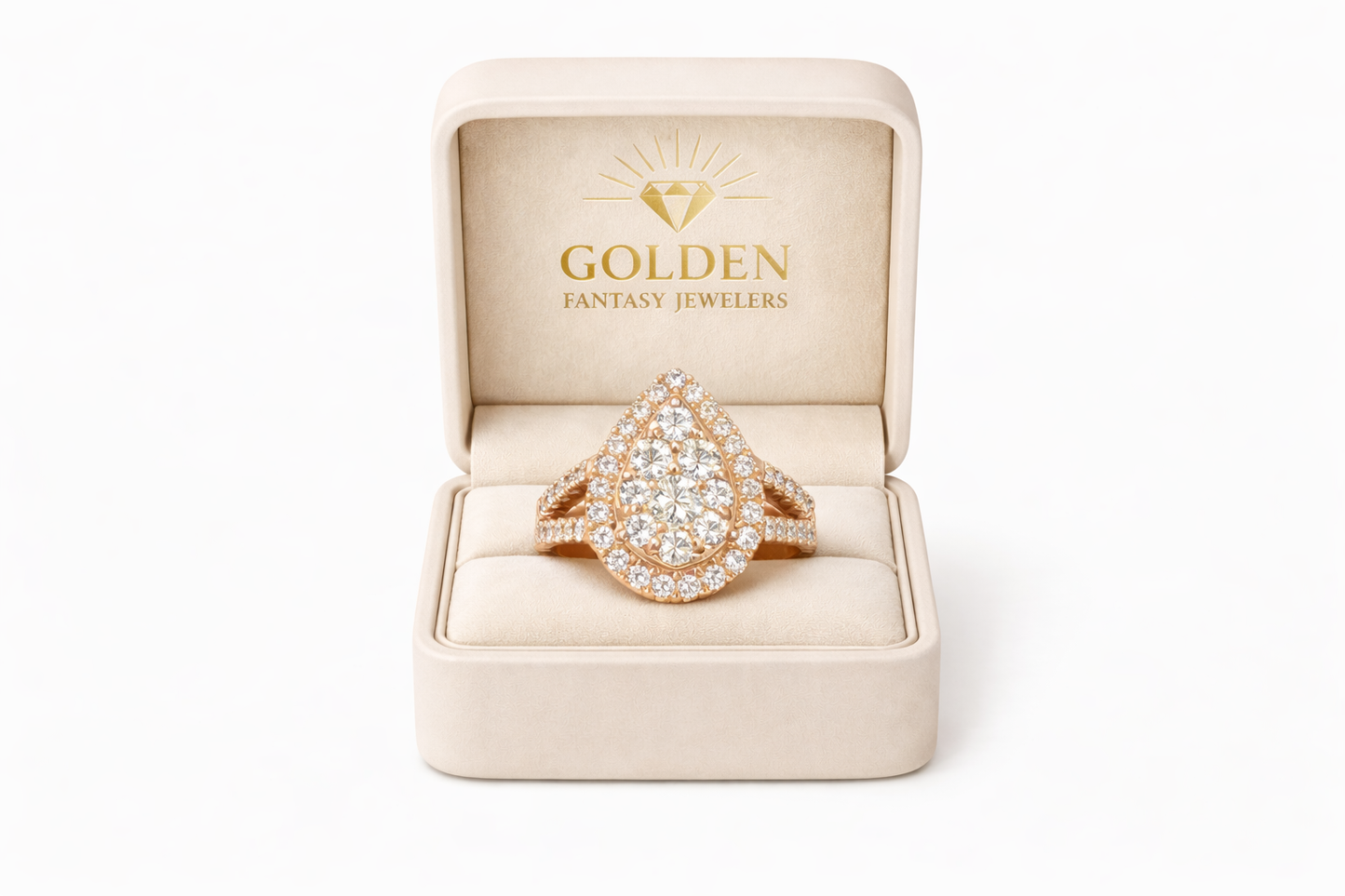 14K Rose Gold Pear Shape Ring 2.05 ct Natural Diamond