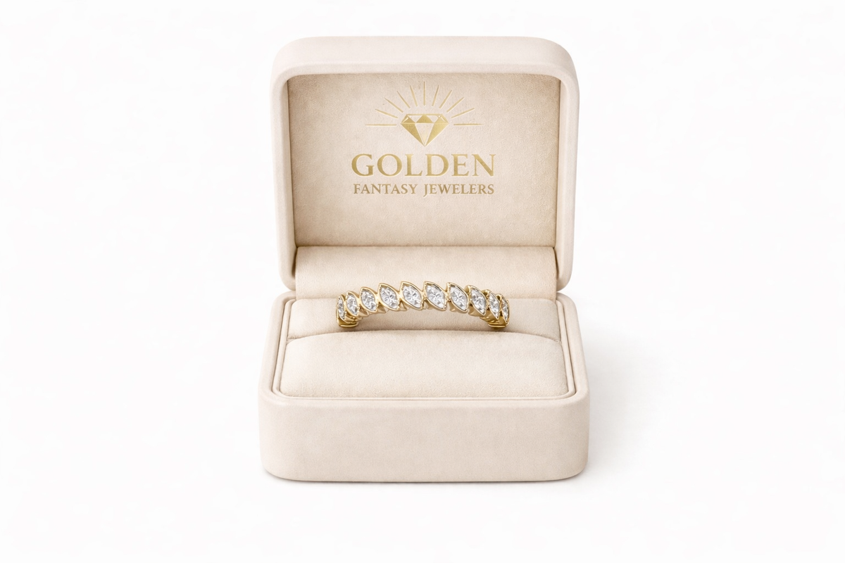 14K Yellow Gold Women's Band 0.10 ct Natural Diamond