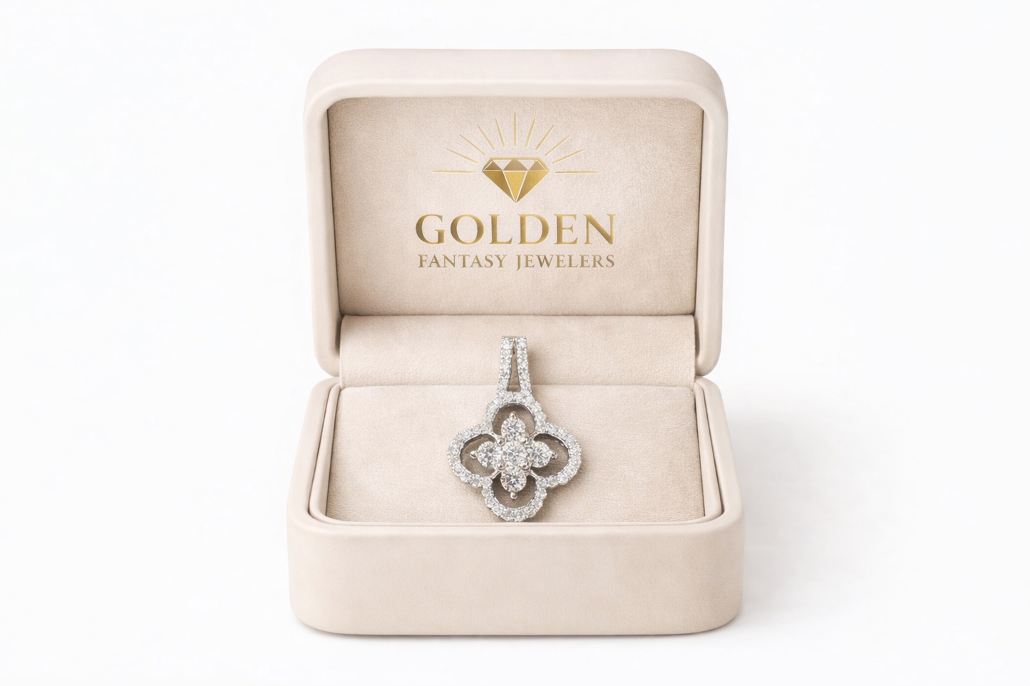 10K White Gold Clover Charm 0.50 ct Natural Diamond