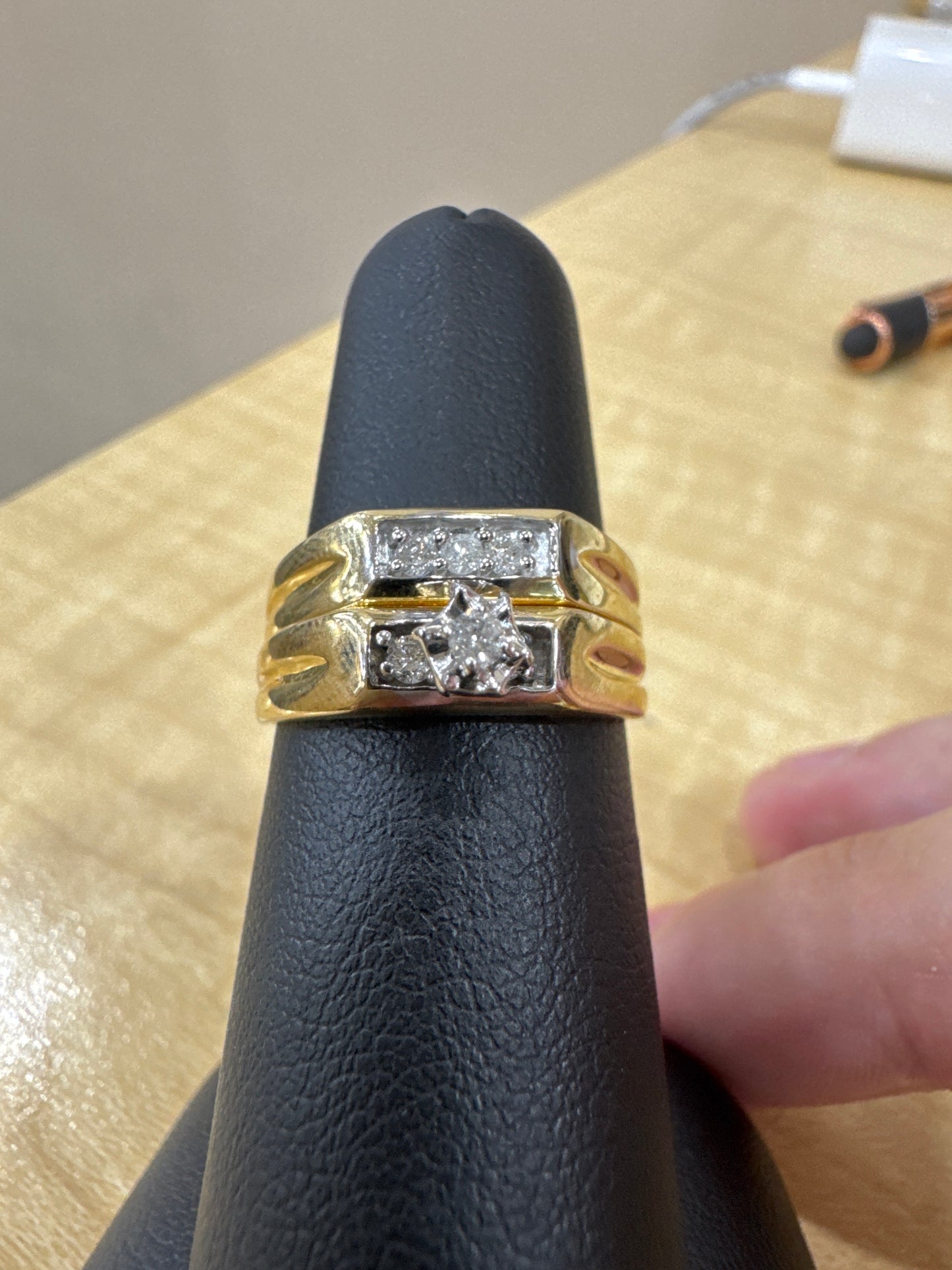 10K Yellow Gold Women's Jewelry Set 0.15 ct Natural Diamond