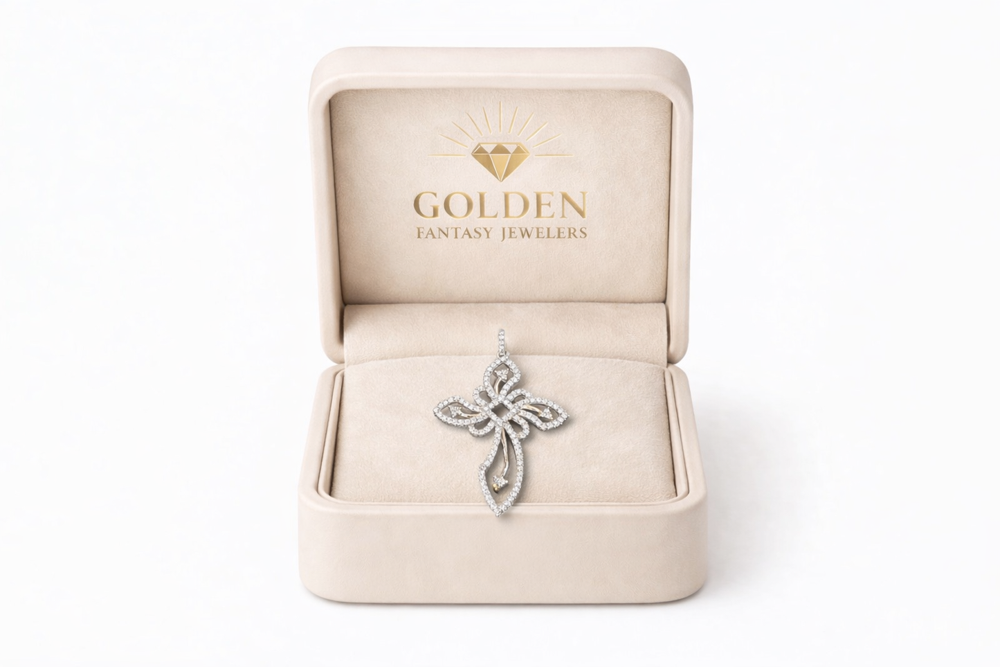 10K White Gold Cross Charm 0.17 ct Natural Diamond