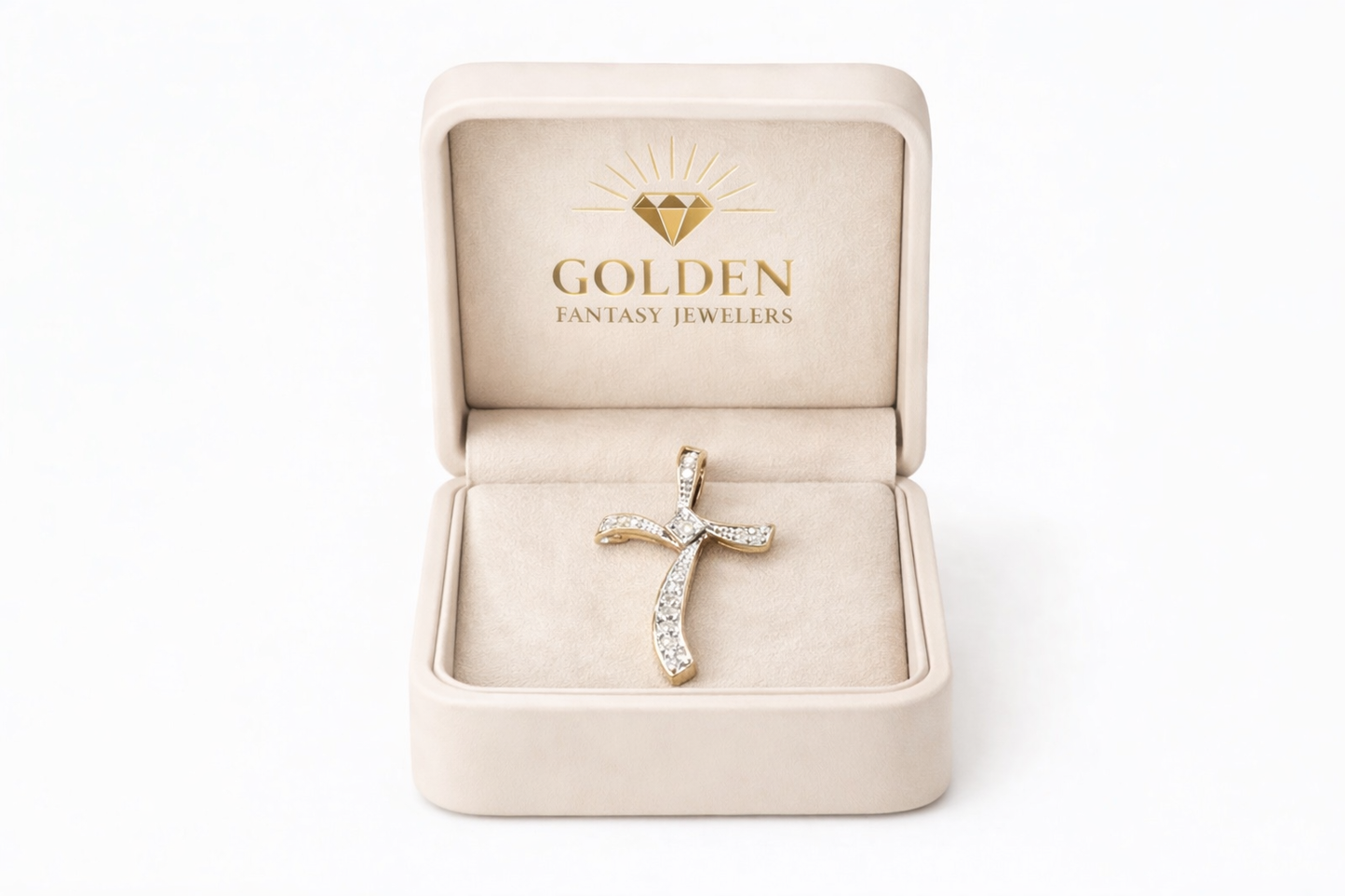 10K Yellow Gold Cross Charm 0.15 ct Natural Diamond