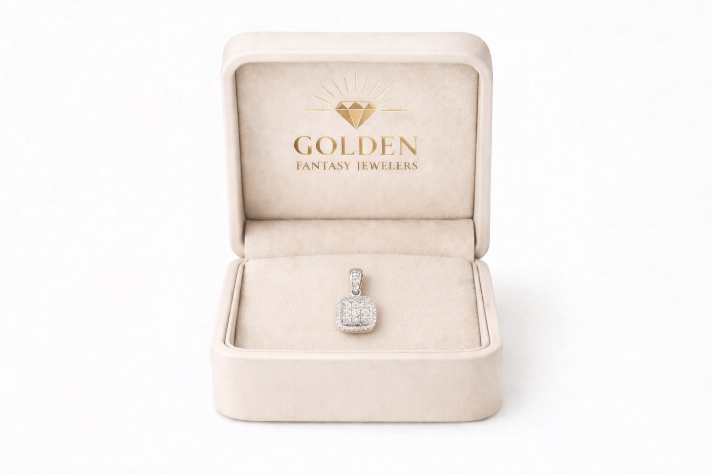 10K White Gold Women’s Square Charm 0.34 ct Natural Diamond