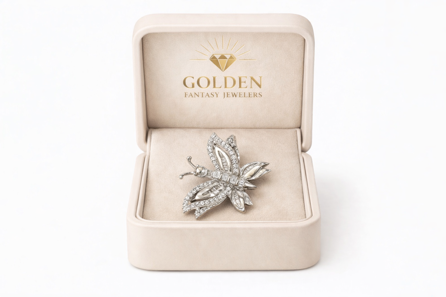 14K White Gold Butterfly Charm 0.42 ct Natural Diamond