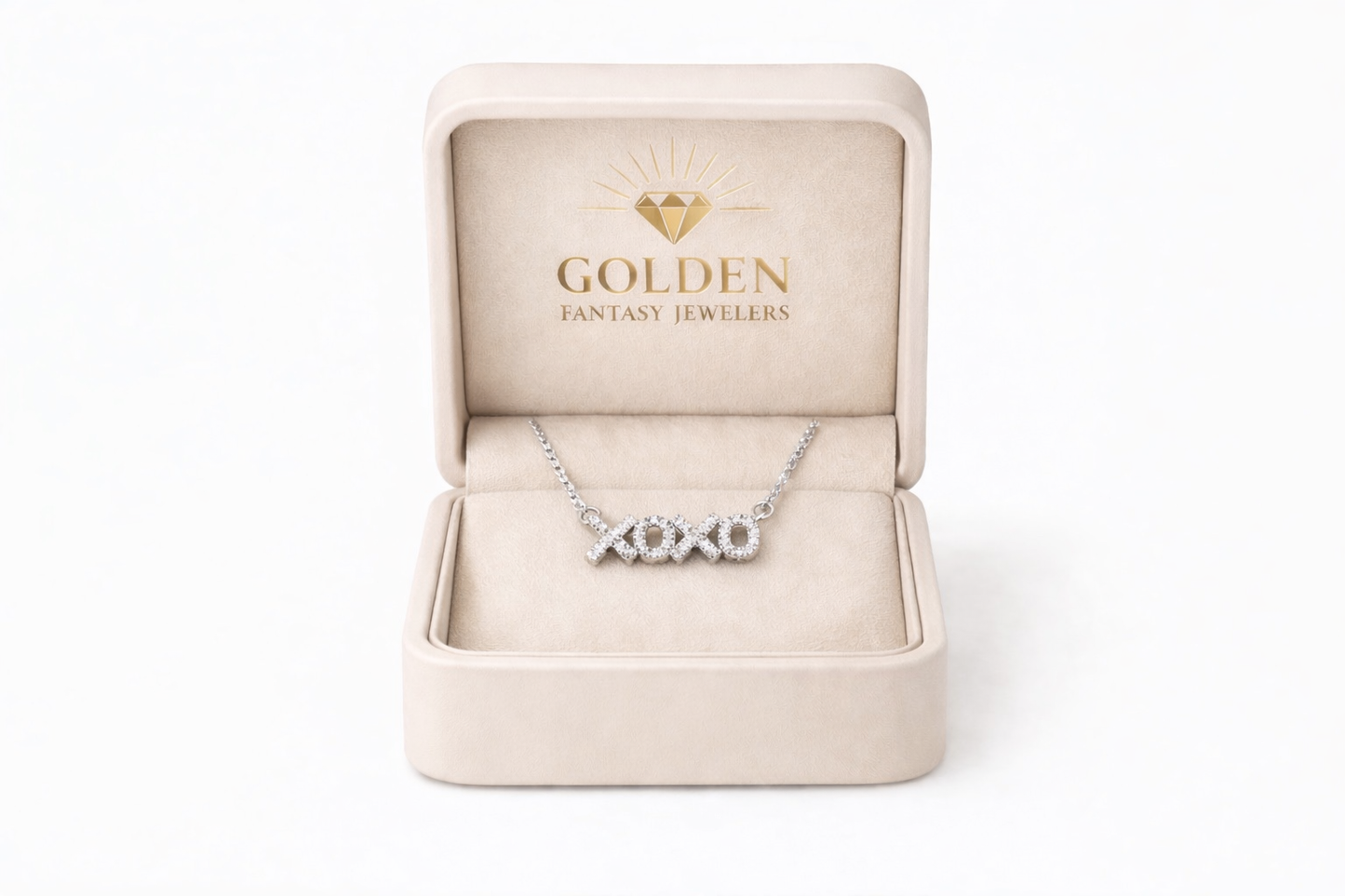 14K White Gold XOXO Charm/Chain Plate 0.10 ct Natural Diamond