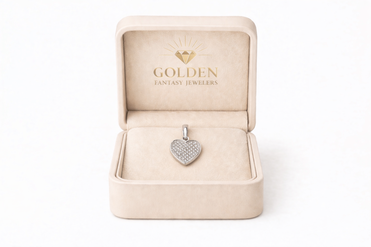 10K White Gold Heart Charm 0.10 ct Natural Diamond