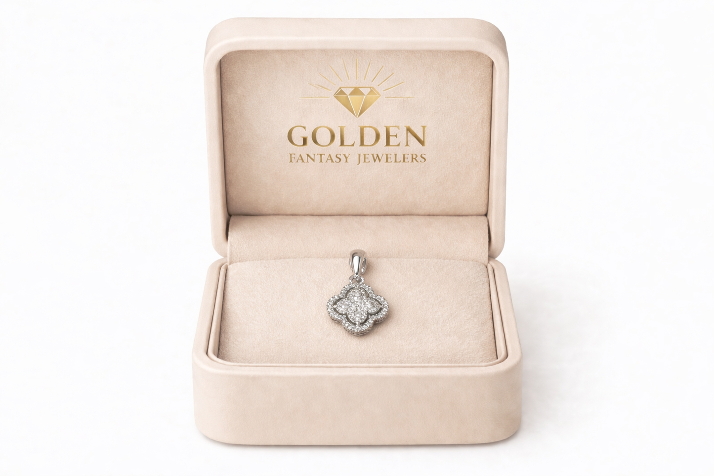 10K White Gold Women's Clover Charm 0.16 ct Natural Diamond