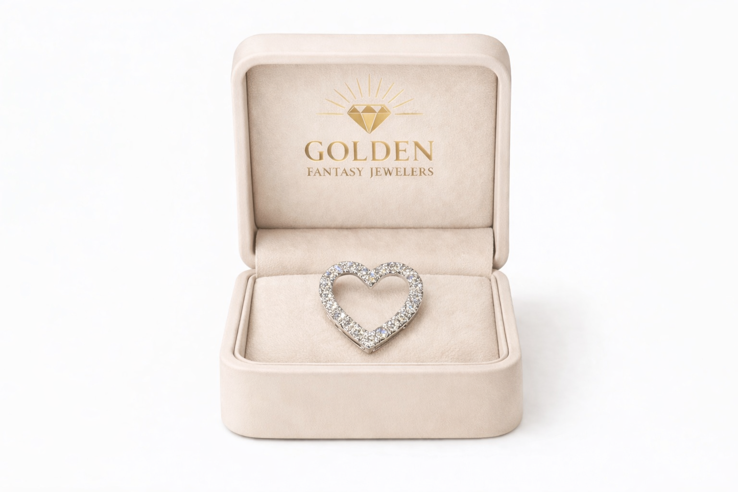 14K White Gold Heart Charm Round 1.00 ct Lab Grown Diamond
