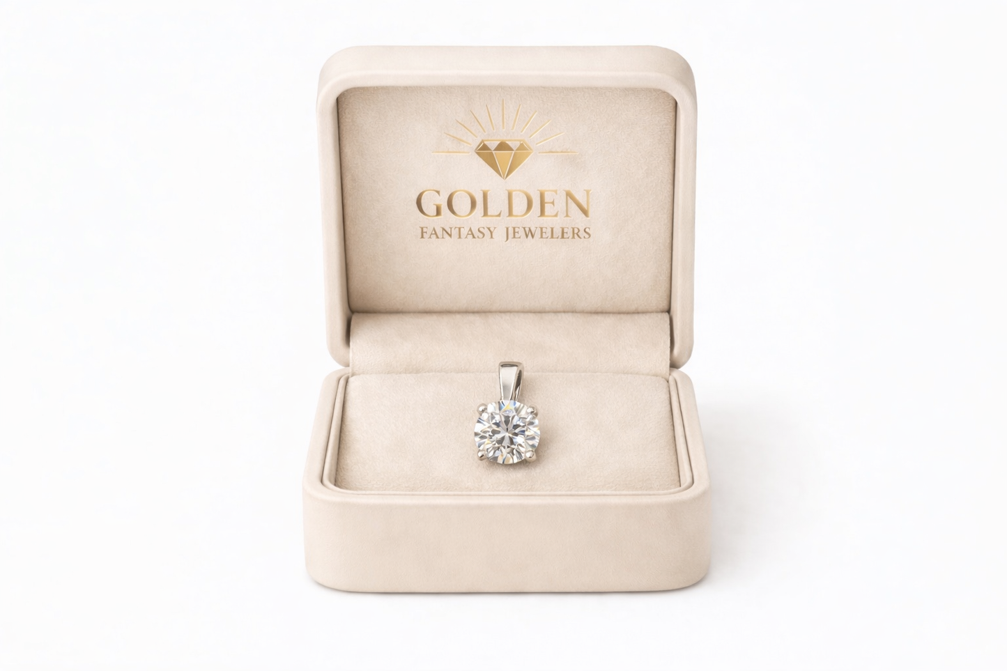 14K White Gold Round Charm 2.00 ct Lab Grown Diamond