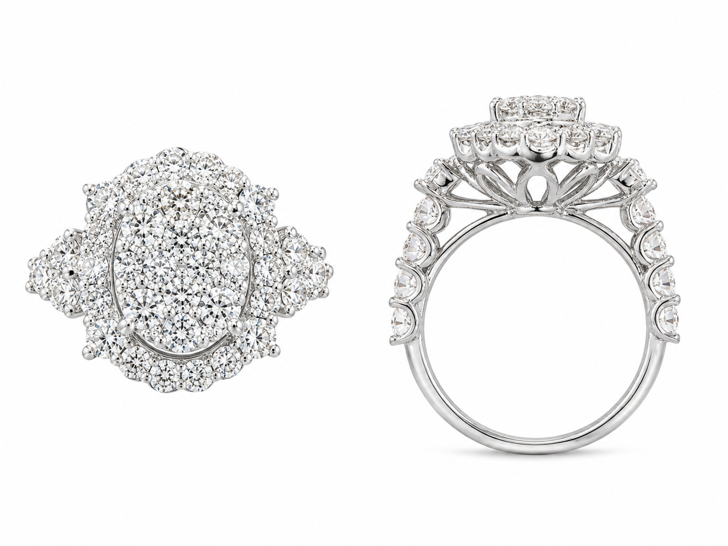 Sterling Silver Oval Halo Ring 2.00 ct Lab Grown Diamond