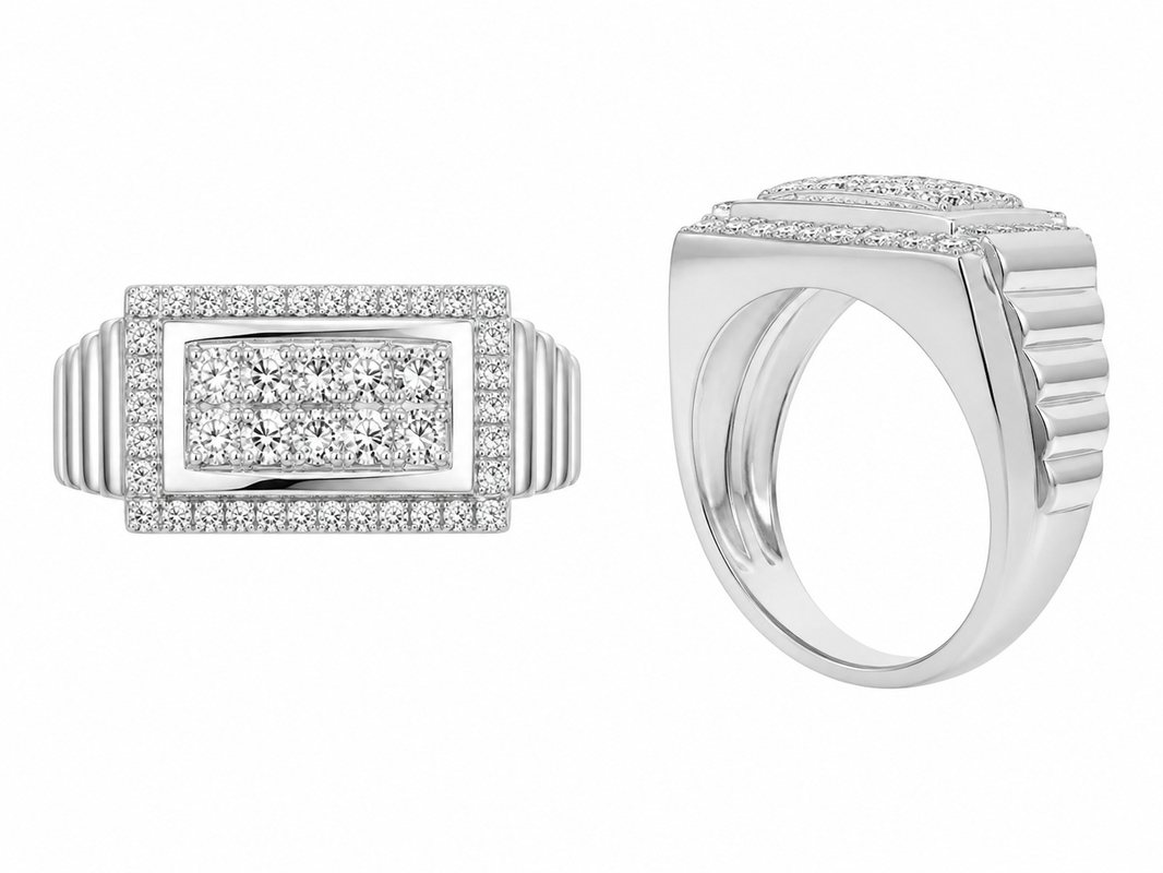 Sterling Silver Men’s Ring 1.00 ct “Presidential” Lab Grown Diamond
