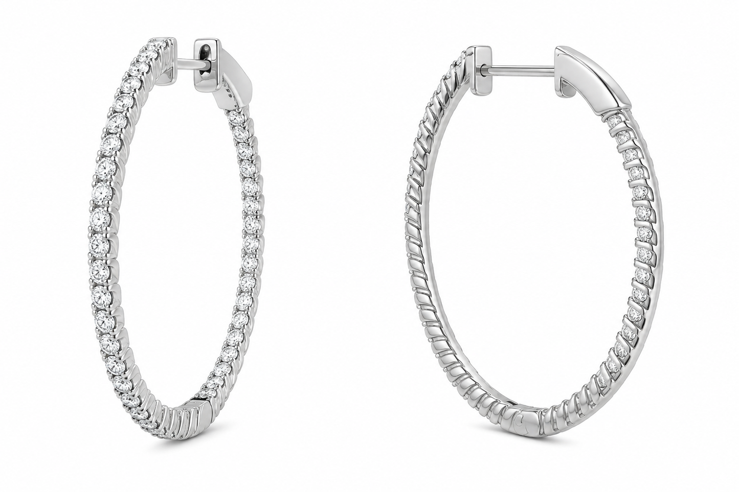 Sterling Silver Hoop Earrings 2.00 ct Lab Grown Diamond