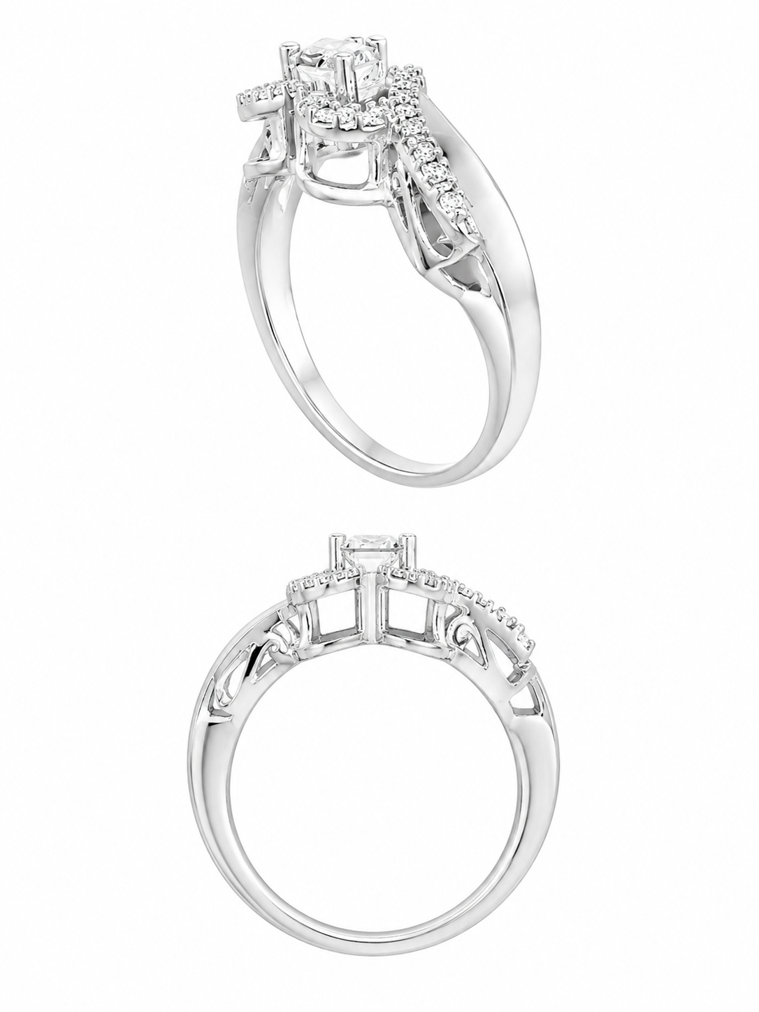 Sterling Silver Heart Ring 0.10 ct Natural Diamond