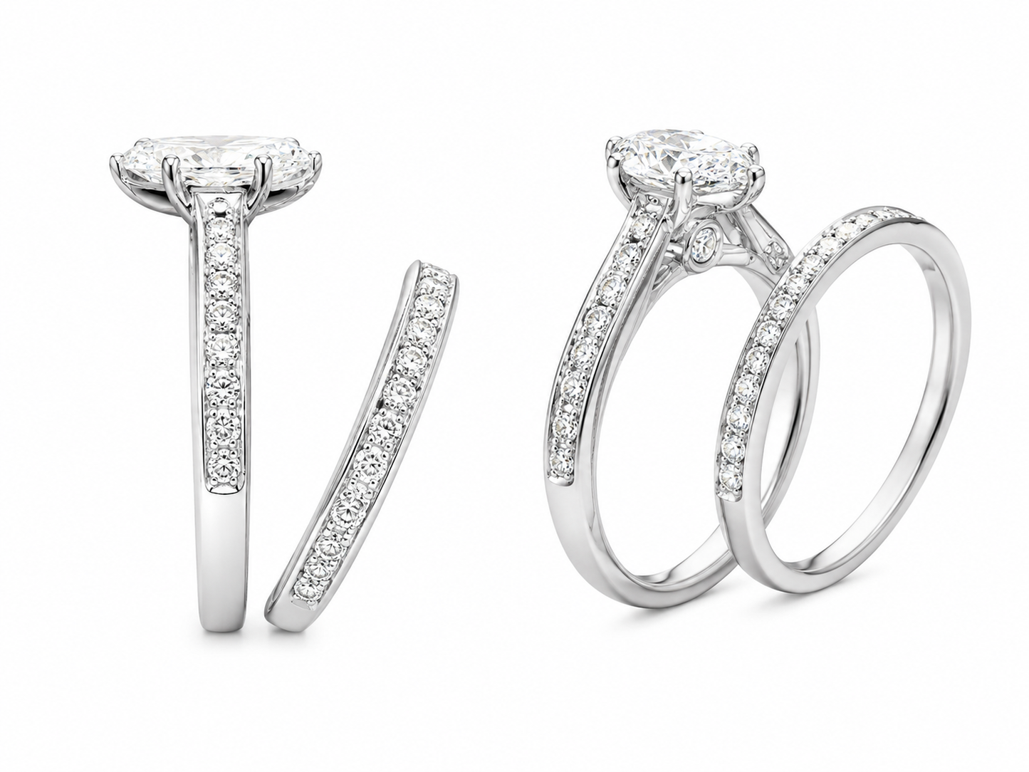 10K White Gold Marquise Wedding Set 1.52 ct Lab Grown Diamond